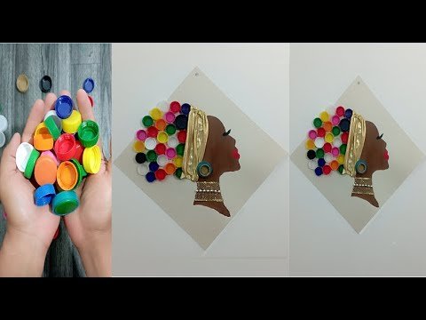 Decora tus paredes con arte reciclado: Crea un collage con tapas de botellas en colores vibrantes