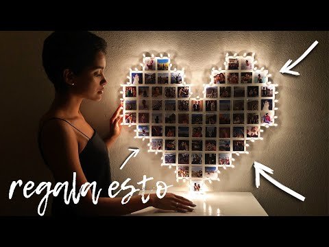 Crea un collage de fotos en forma de corazón con impresiones polaroid y una base de cartón: Un detalle romántico para la decoración de paredes