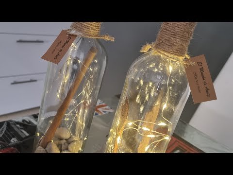 Decoración original: Crea lámparas colgantes con botellas de vidrio pintadas en degradado de colores y luces festivas