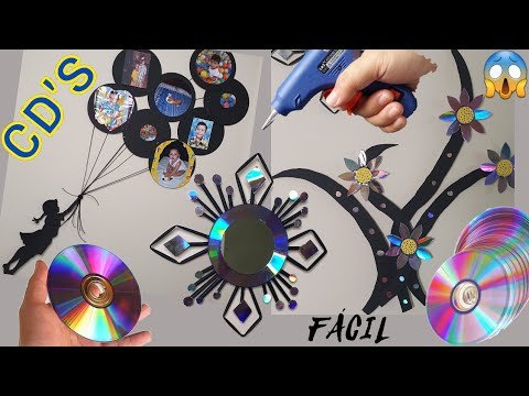 Arte reciclado para tus paredes: Crea un collage con CDs usados en colores plateados y azules